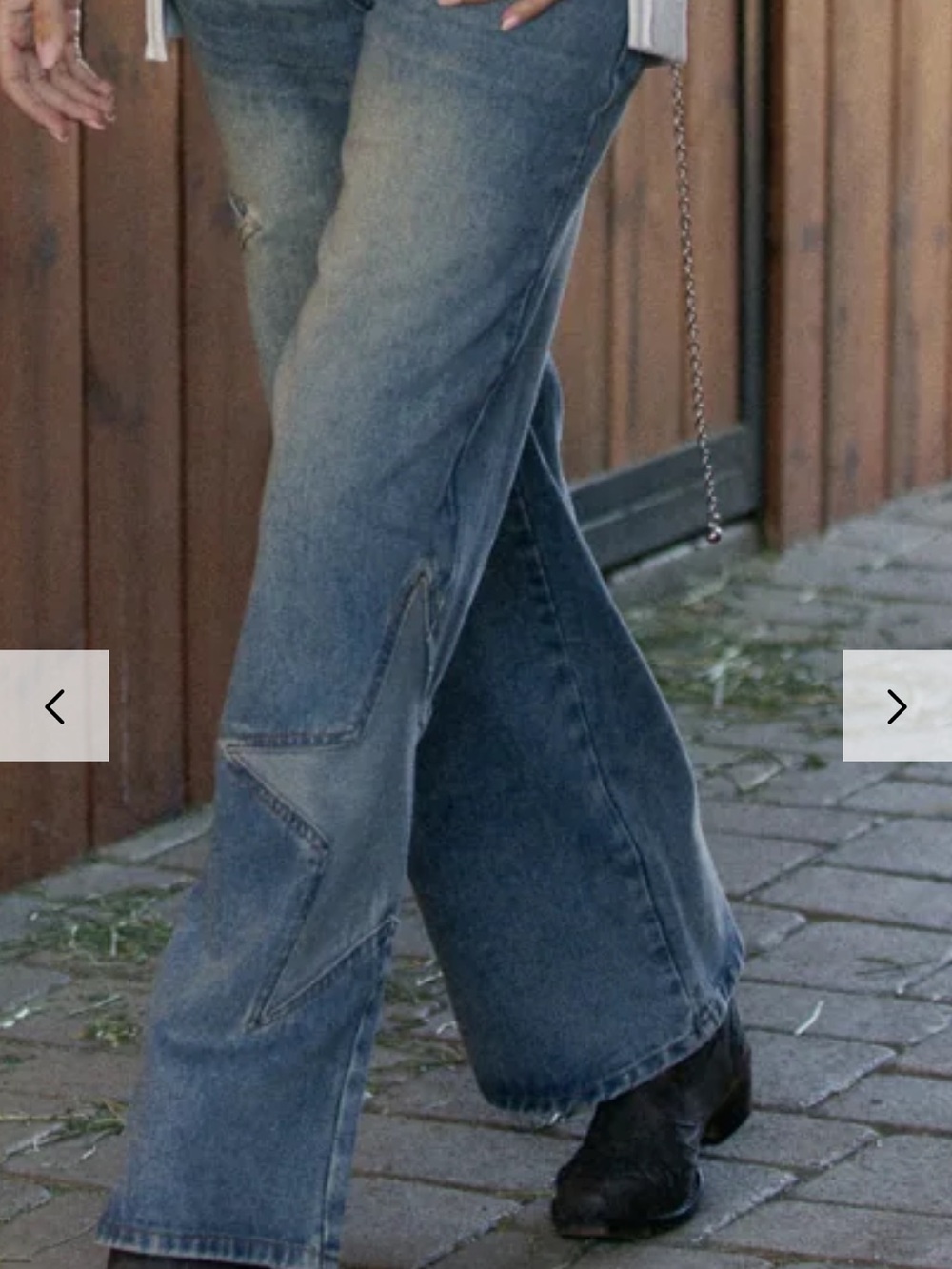NEW Cali 1850 Wide Leg Star Patch Jeans - with Concho belt included - Picture 4 of 14